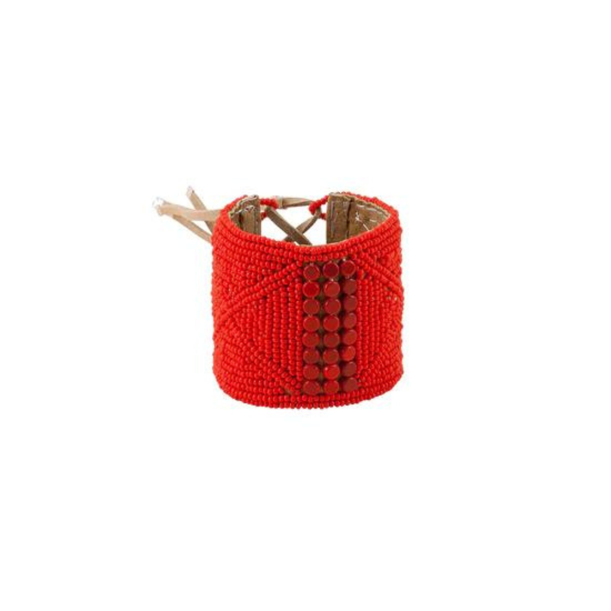 Leather Bracelet Cuff Red