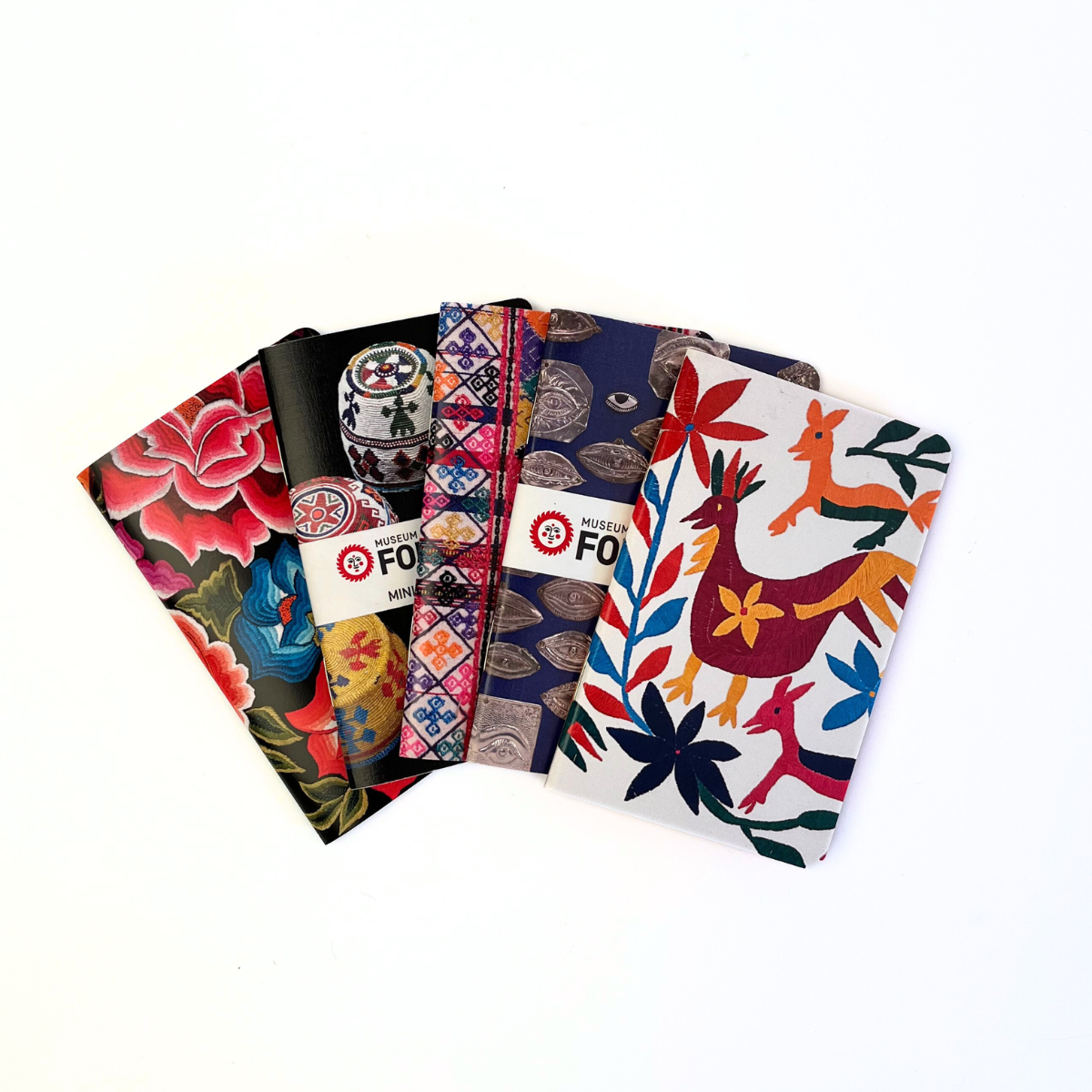 Set of Five Folk Art Mini Notebooks