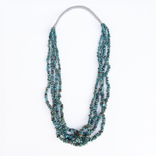 Large Triple Strand Natural Turq. & Wood Necklace main image 0