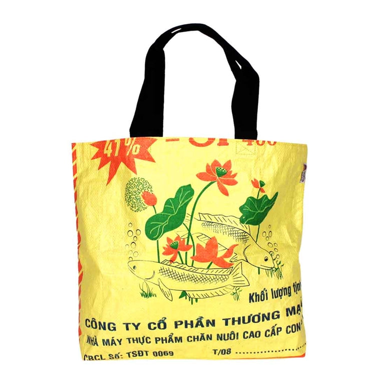 Recycled Feed Bag Yellow Tote