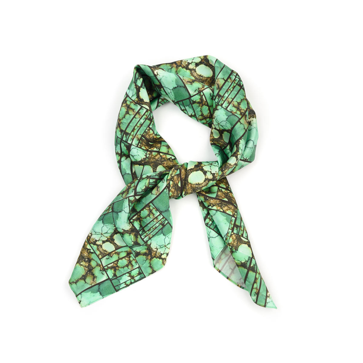 Patricia Michaels Green Turquoise Silk Scarf