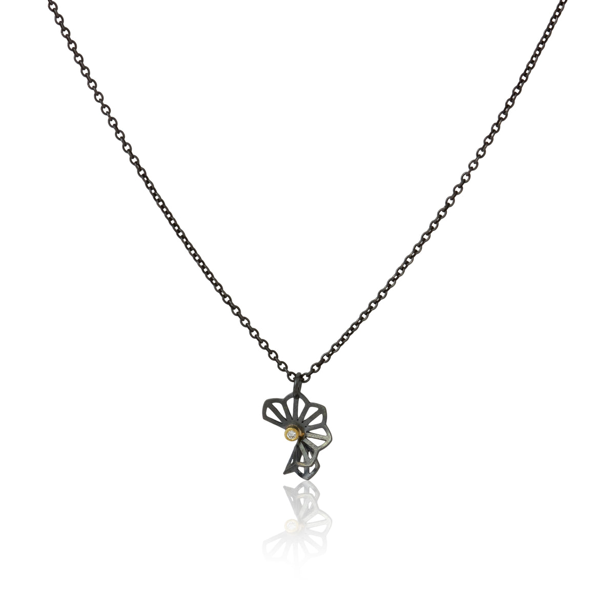 Petite Hyacinth Fold with Diamond &amp; 18k Gold Necklace