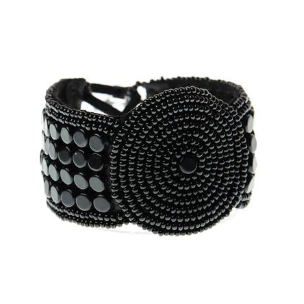 Leather Bracelet Disk Black