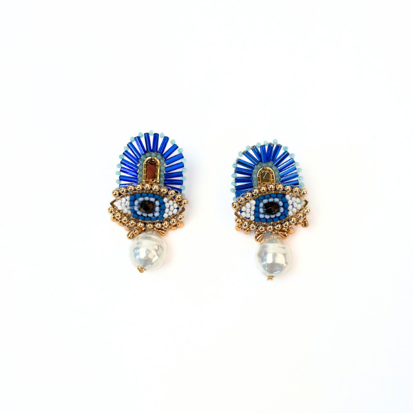 Evil Eye with Pearl Drop Earring