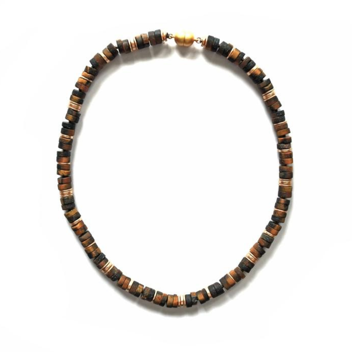 Tiger&#39;s Eye &amp; Gold Discs Necklace