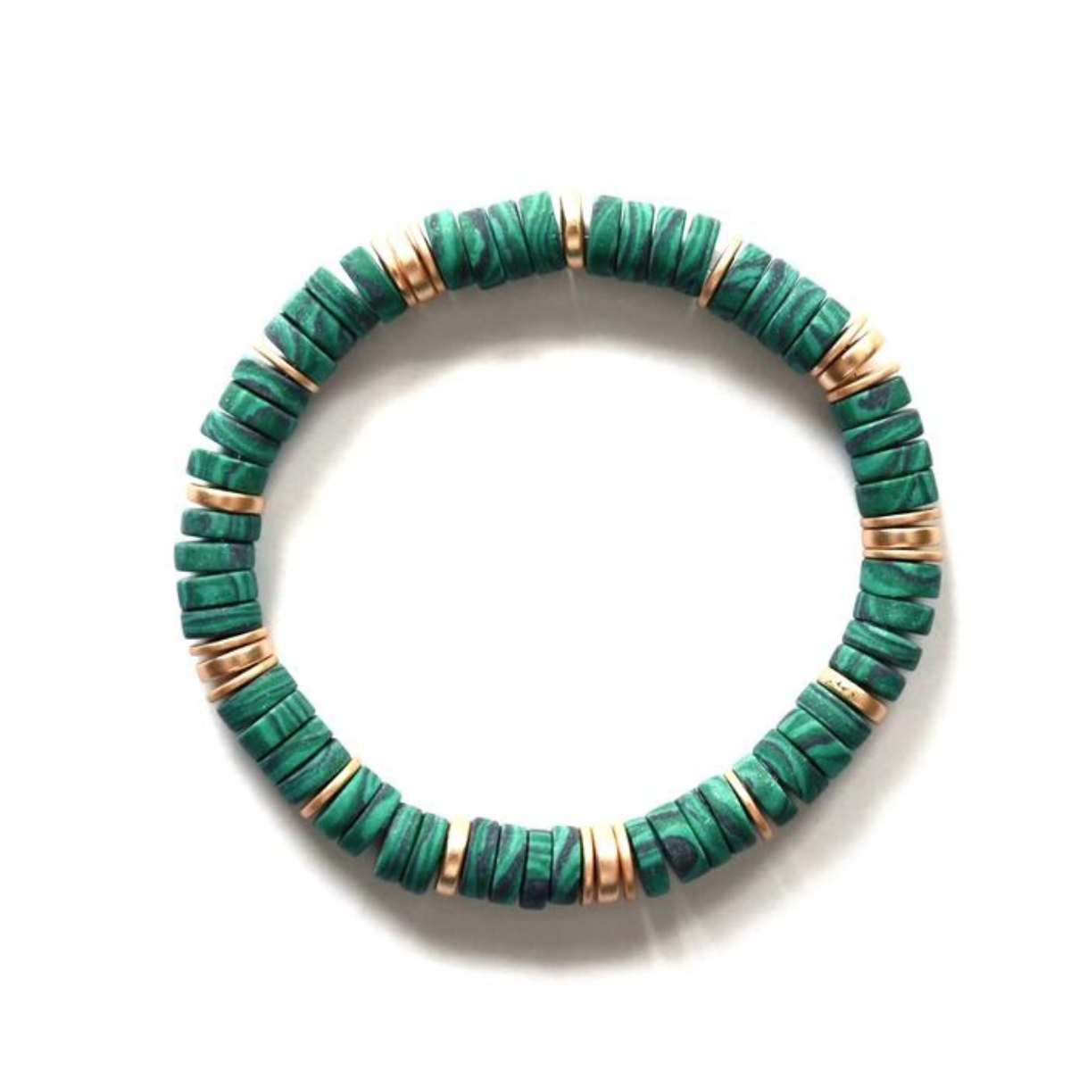 Malachite &amp; Gold Discs Bracelet