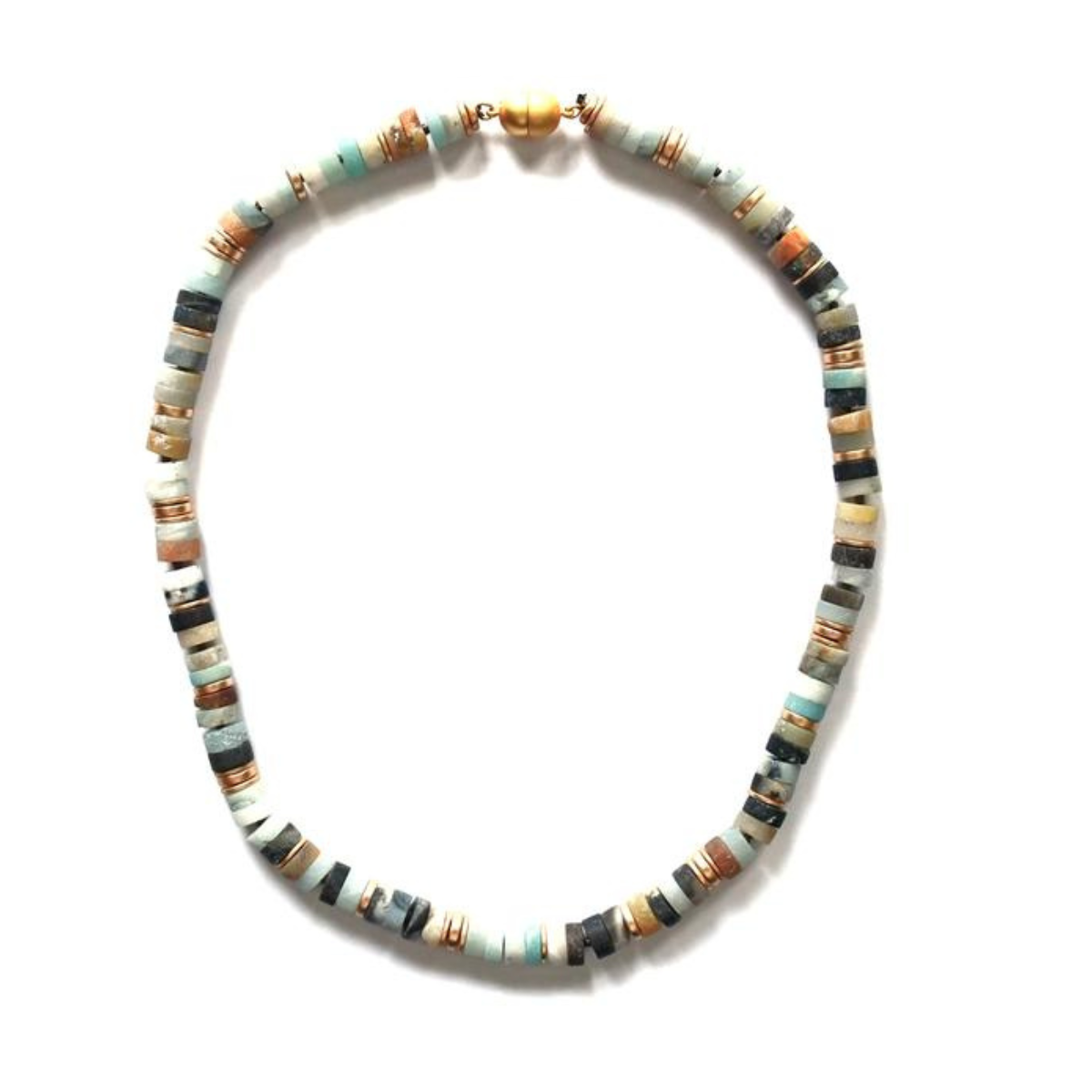 Amazonite &amp; Gold Discs Necklace