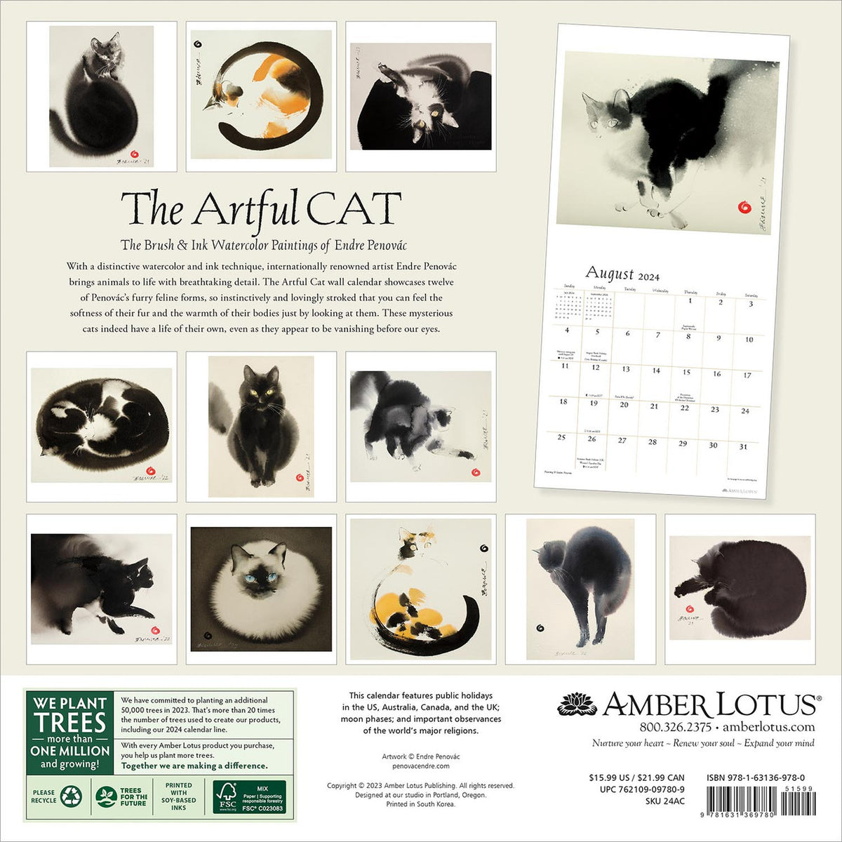 The Artful Cat 2024 Wall Calendar