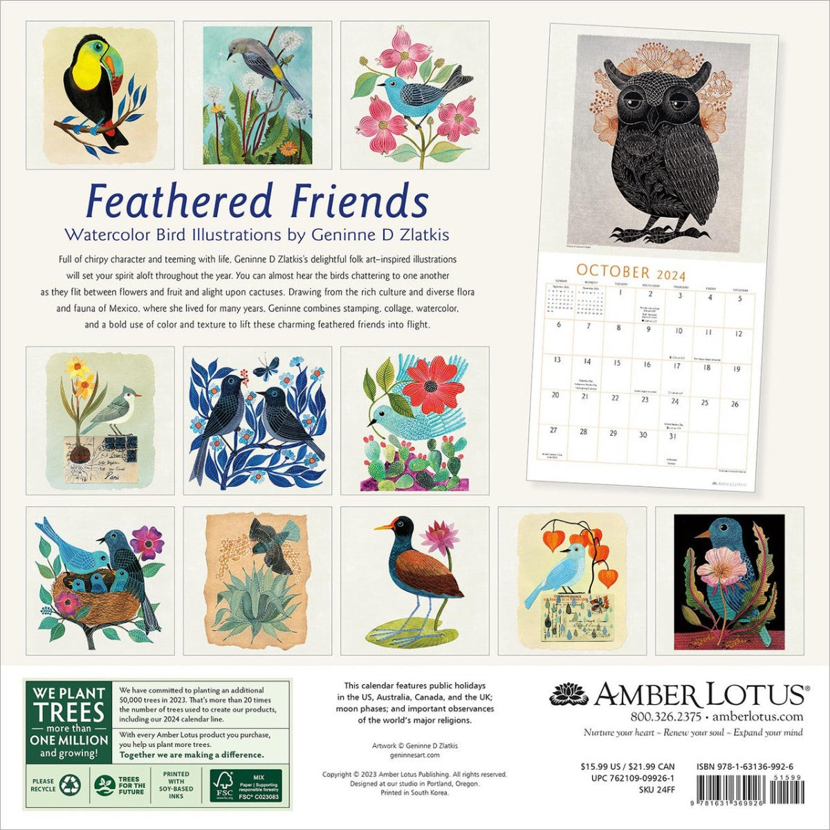 Feathered Friends 2024 Wall Calendar