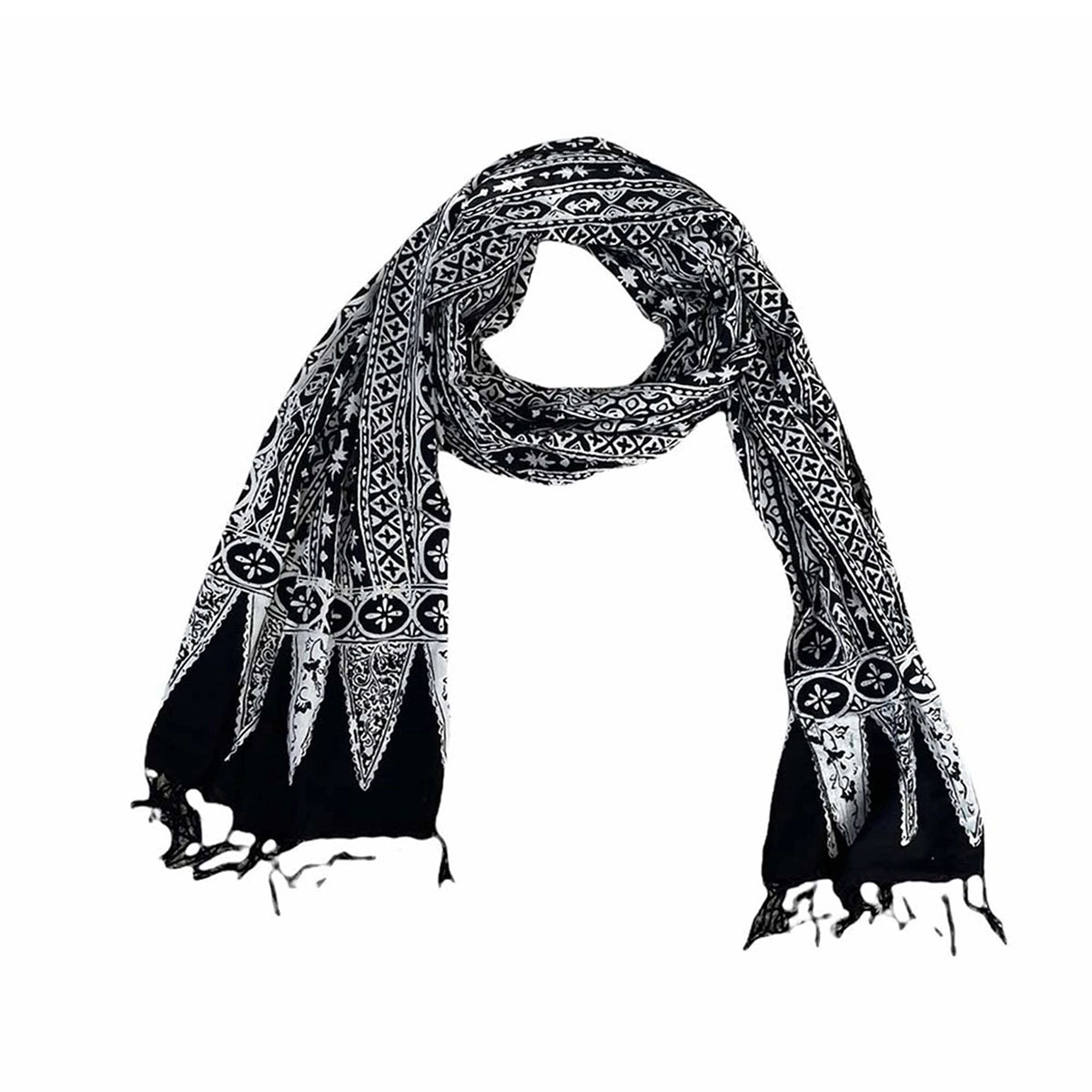 Black and White Batik Scarf
