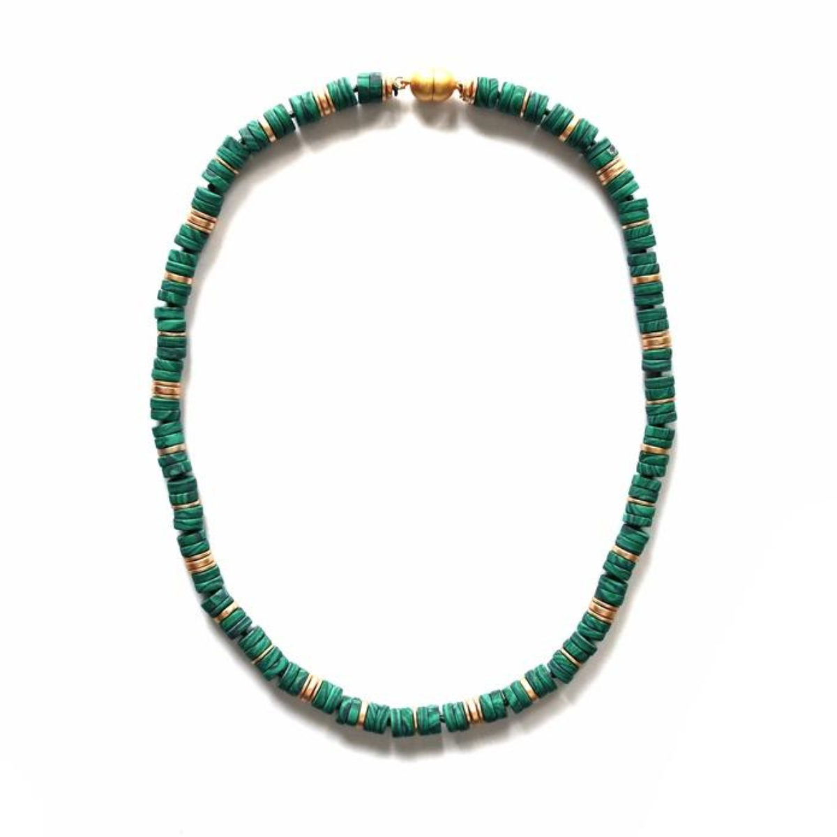 Malachite &amp; Gold Discs Necklace