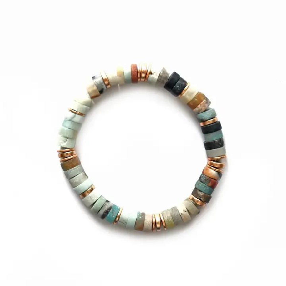 Amazonite &amp; Gold Discs Bracelet