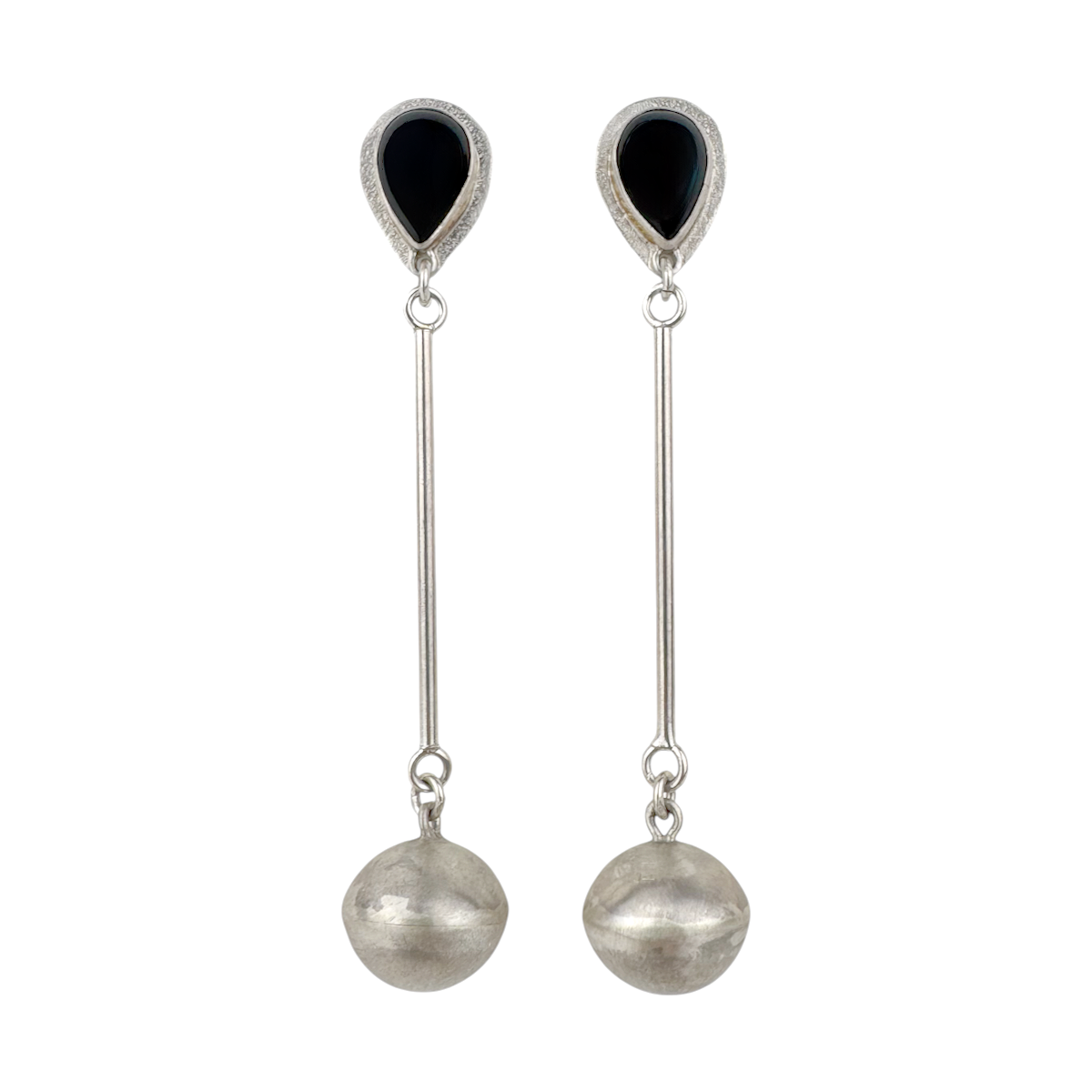 Ralph Sena Jet and Sterling Silver Pearl Earrings