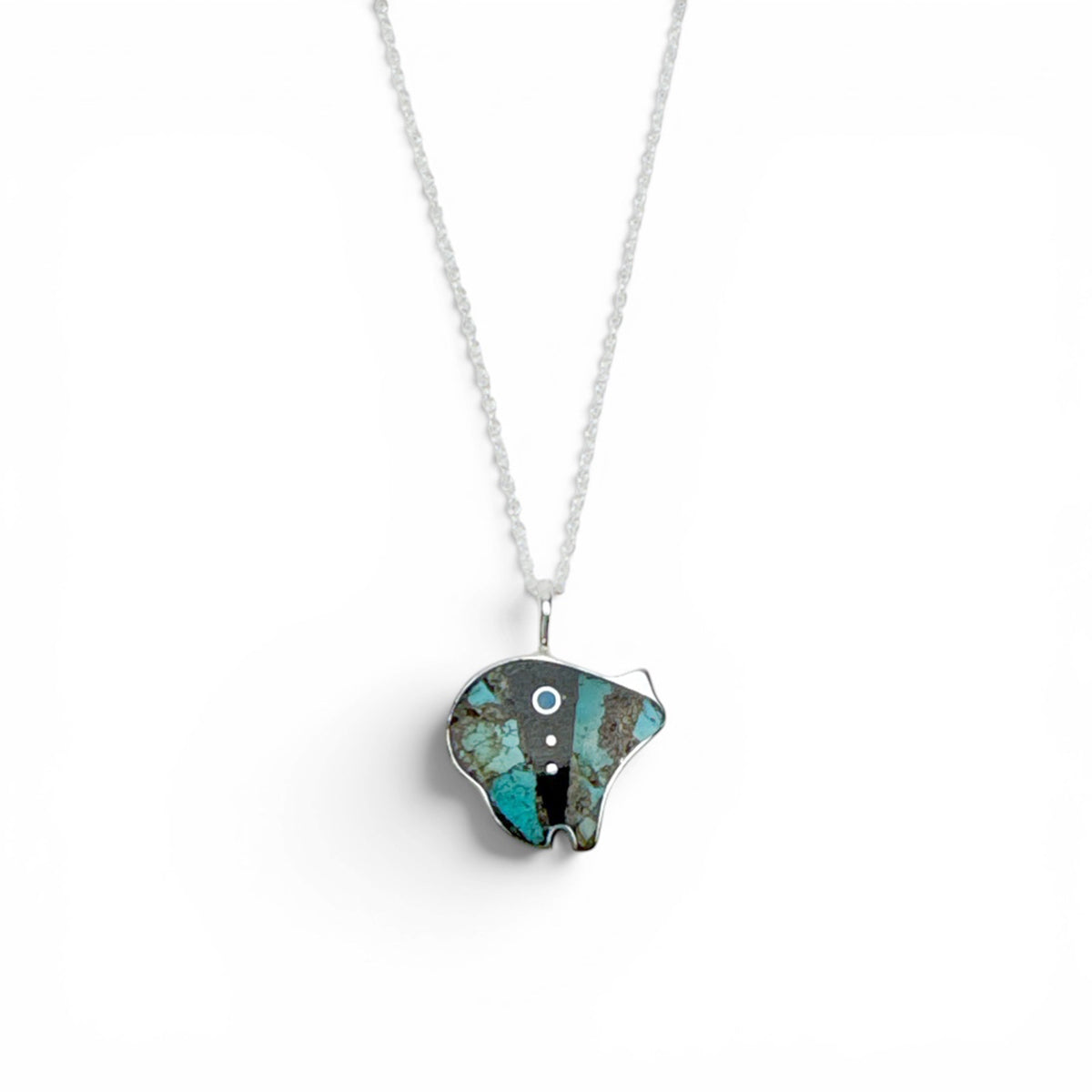 Jimmy Poyer Multi Stone Inlay Pendant Necklace