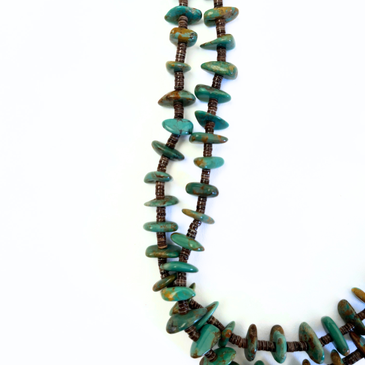 Joe Pacheco Two Strand Turquoise/Olive Shell Necklace