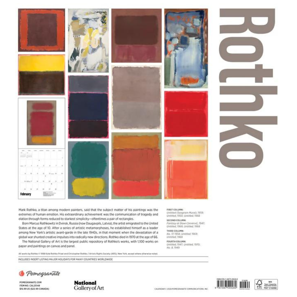 2025 Rothko Wall Calendar