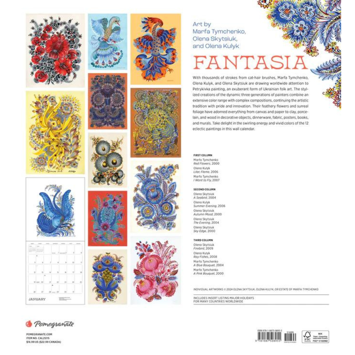 2025 Fantasia: Art by Marfa Tymchenko, Olena Skytsiuk, and Olena Kulyk Wall Calendar