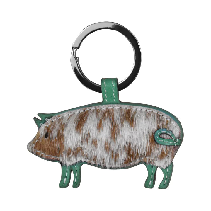 Turquoise Pig Key Fob