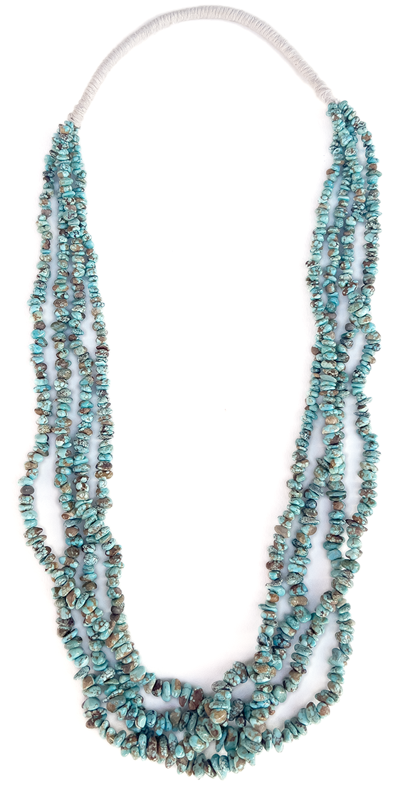 Three Strand Spider Web Turquoise Number 8 Mine Necklace