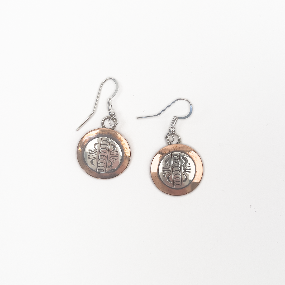 Randy Secatero Sterling Silver and Copper Earring