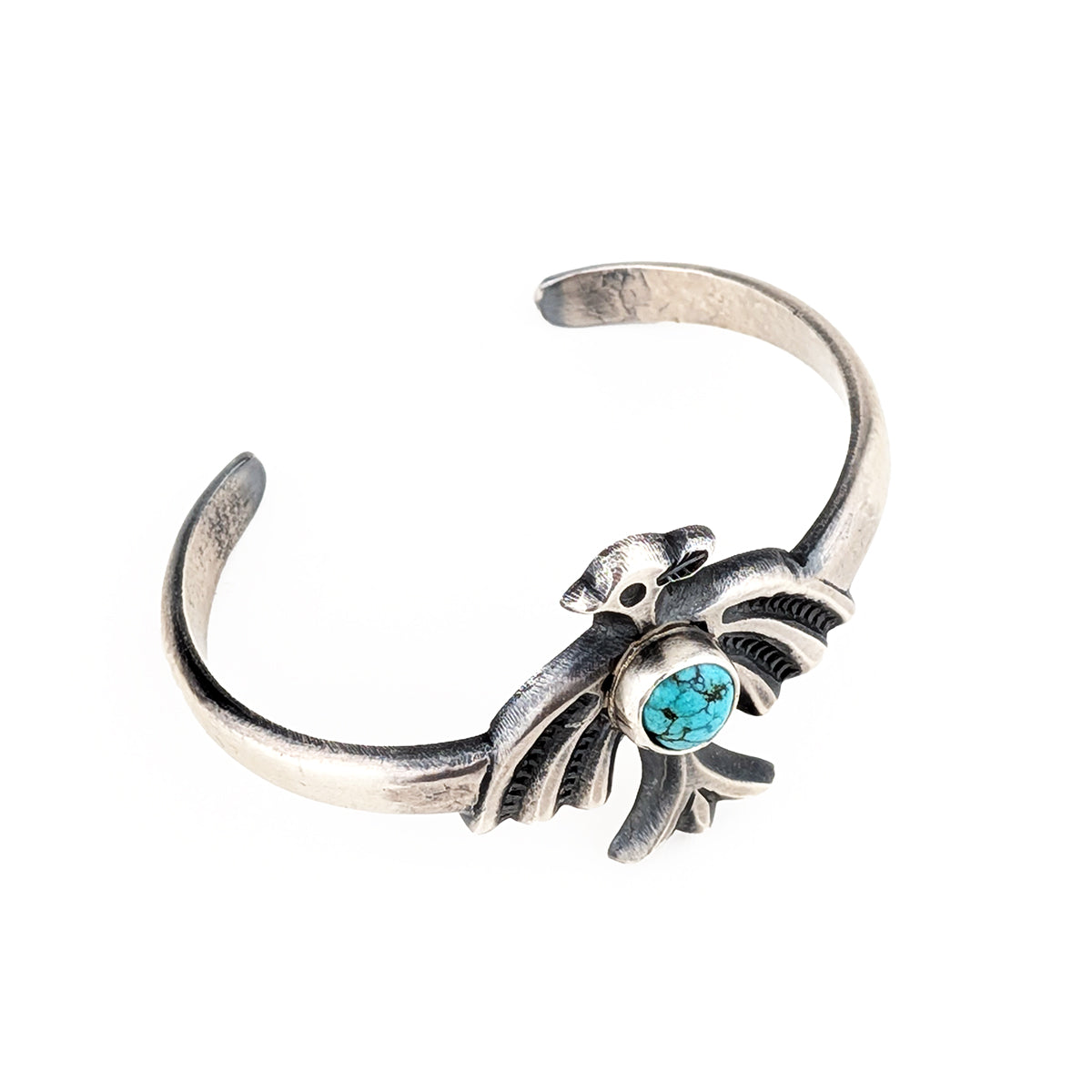 Harrison Bitsue Vintage Bird Cuff with Turquoise Stone