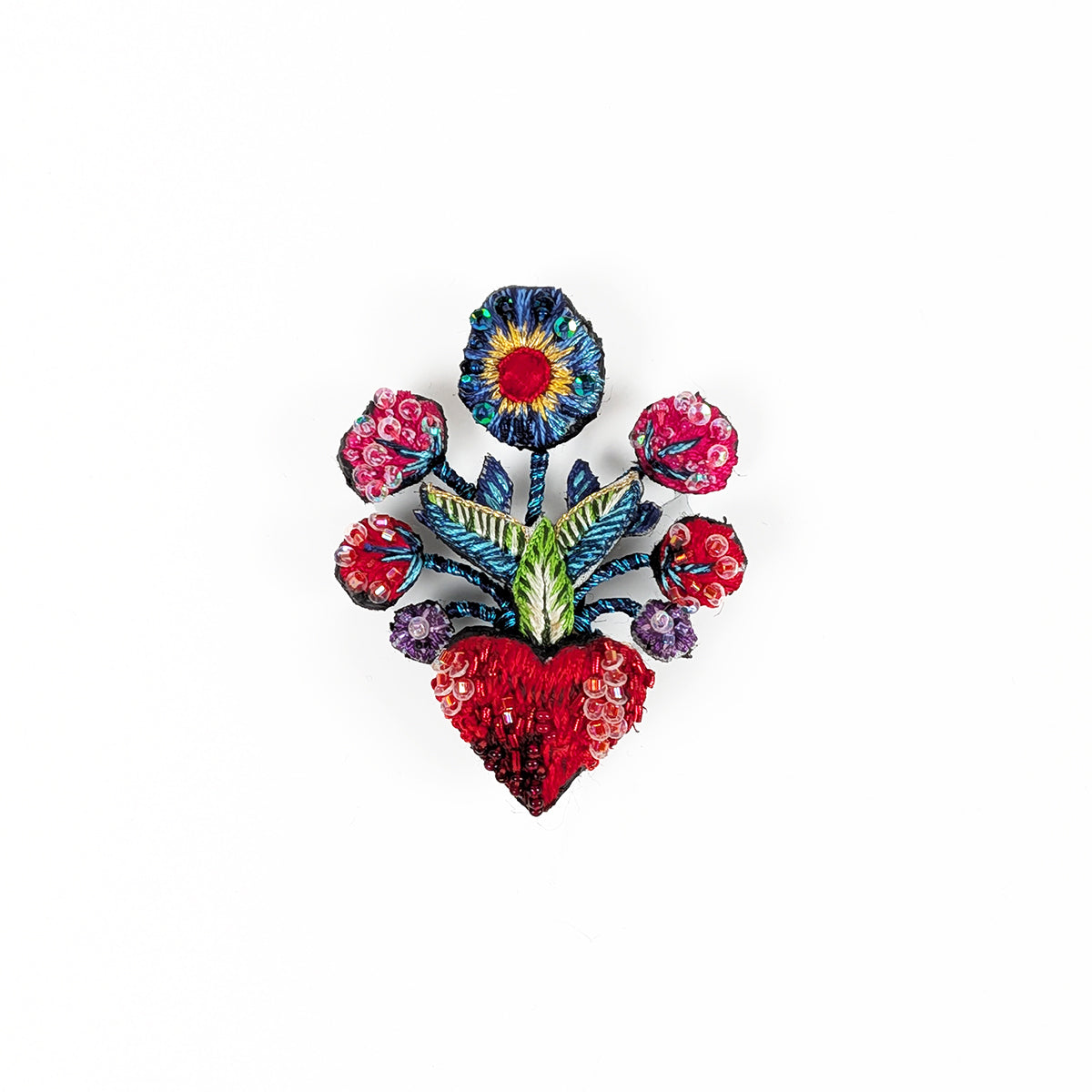 Flaming Heart Brooch Pin