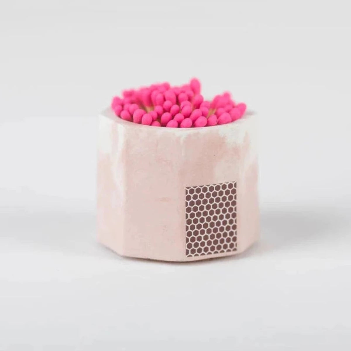Pale Pink &amp; White Match Holder w/ Striker and Pink Matches