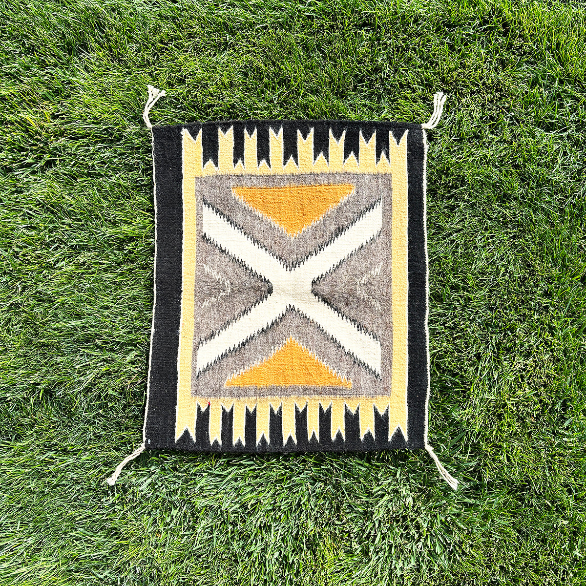 Vintage 1960&#39;s Yellow Weave Navajo Rug