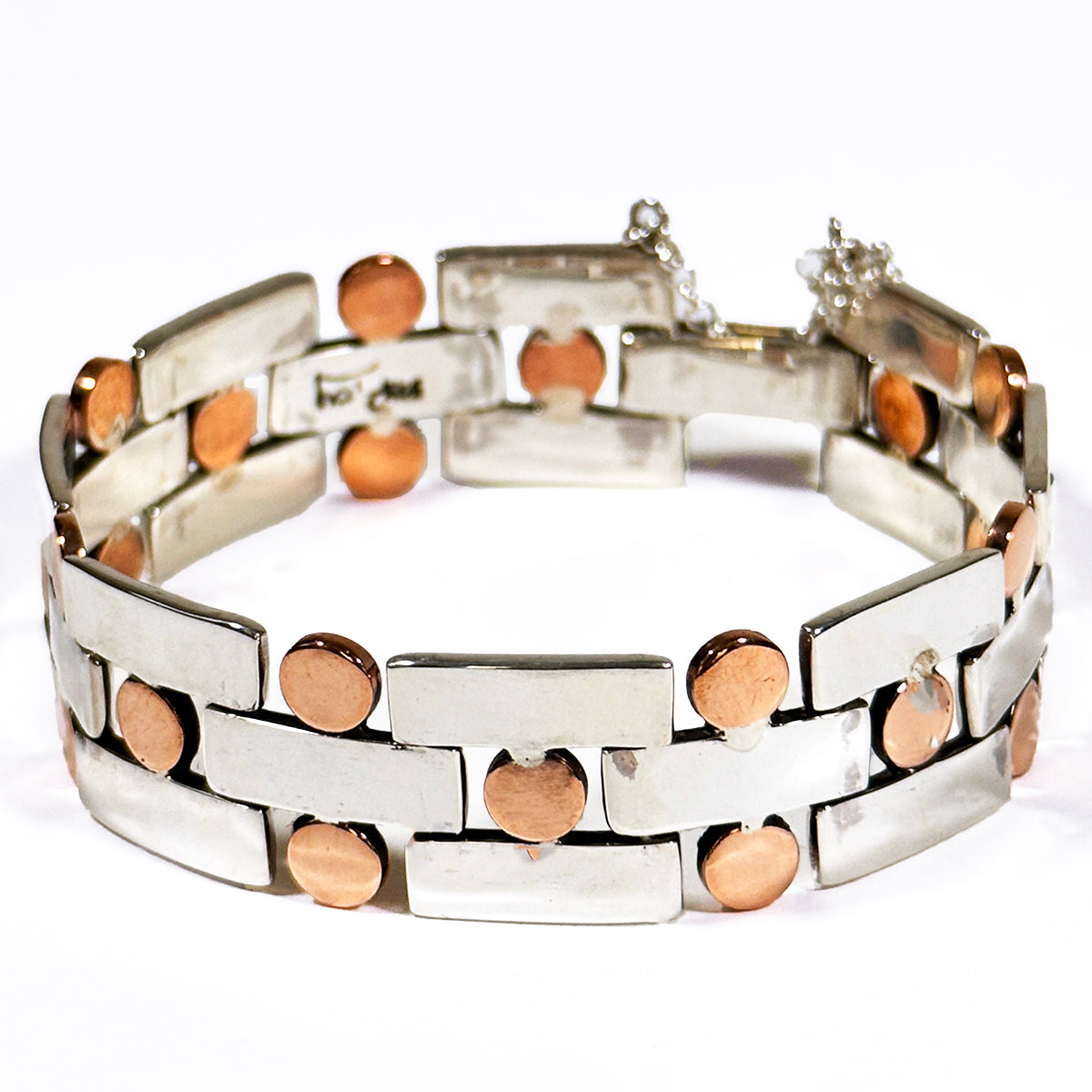 Sterling Silver Copper Dot Link Bracelet