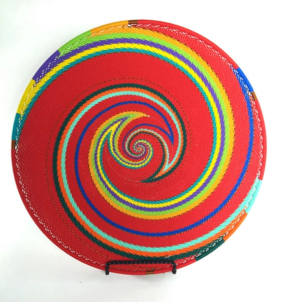 African Red Rainbow Telephone Wire Platter Medium