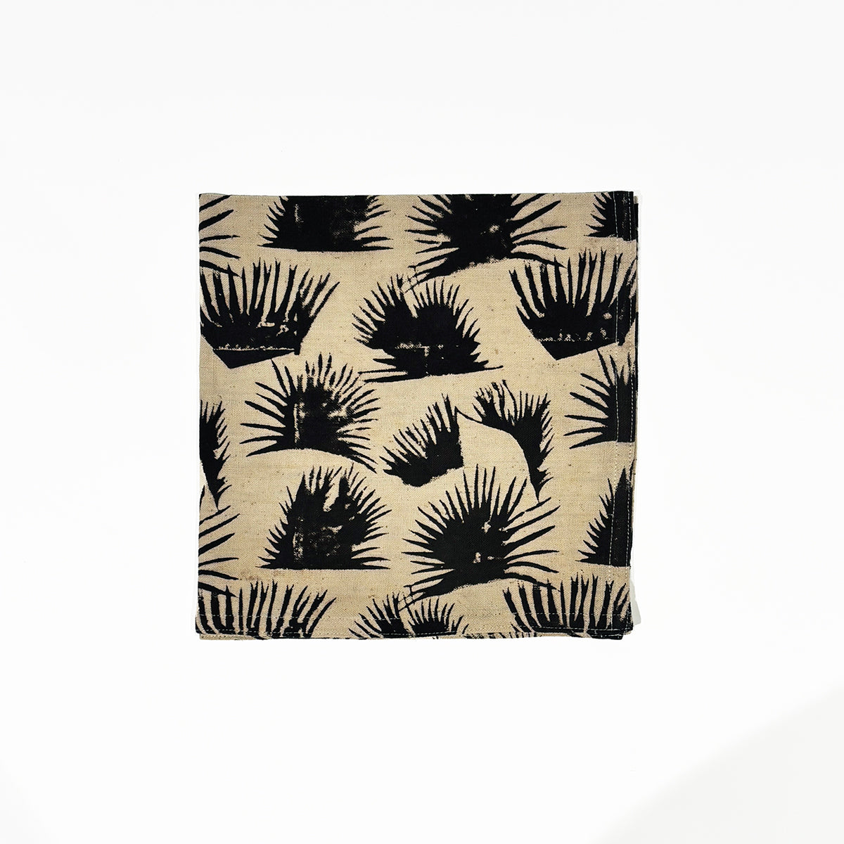 Fern Black Cotton Block Print Napkin