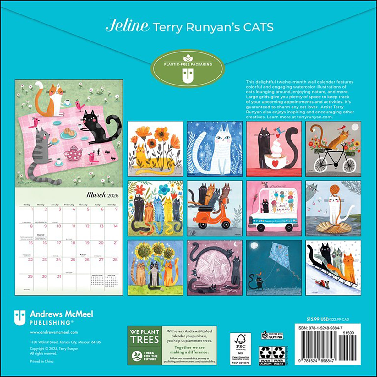 Feline 2026 Wall Calendar: Terry Runyan's Cats Calendar