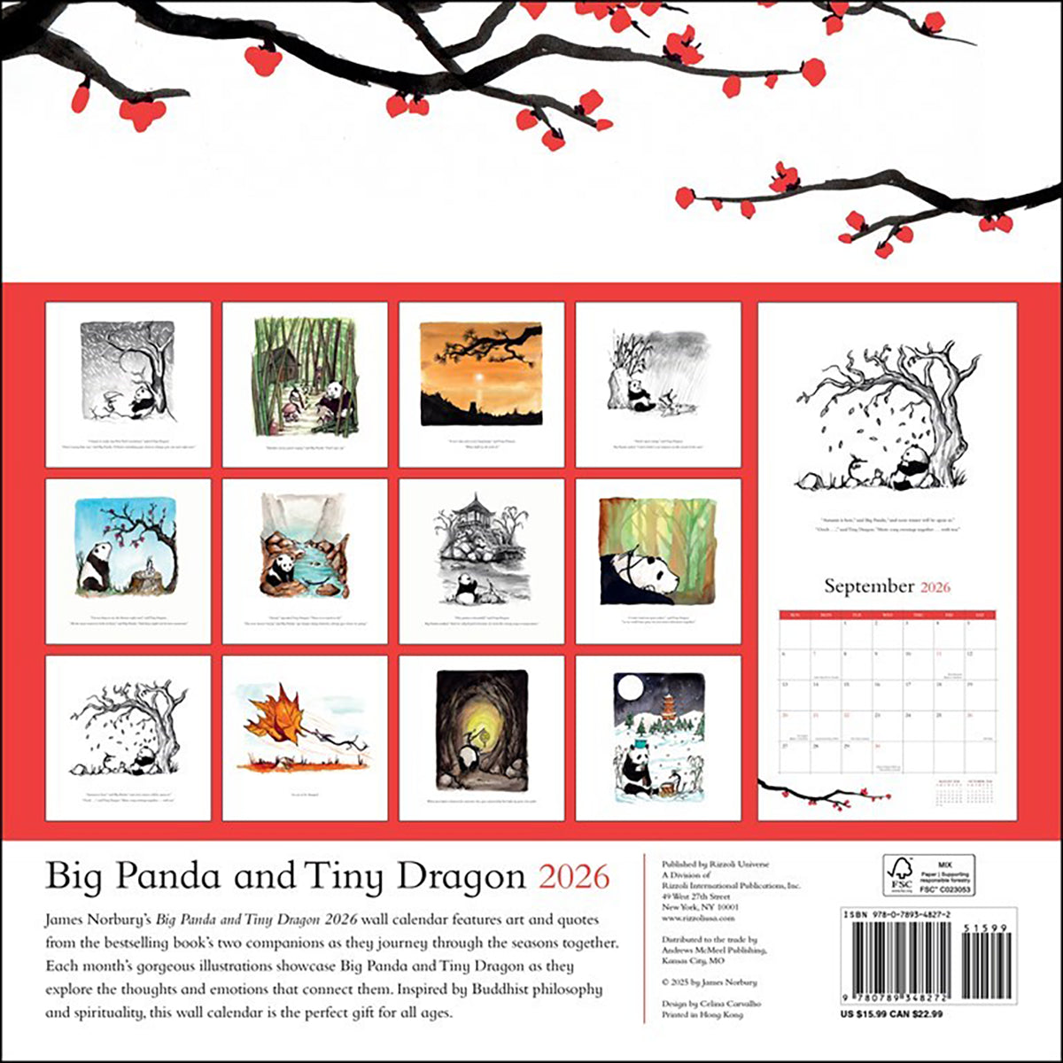 2026 Big Panda Tiny Dragon Wall Calendar