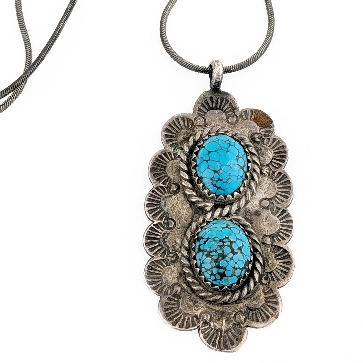 Vintage Sterling Silver and Turquoise Pendant