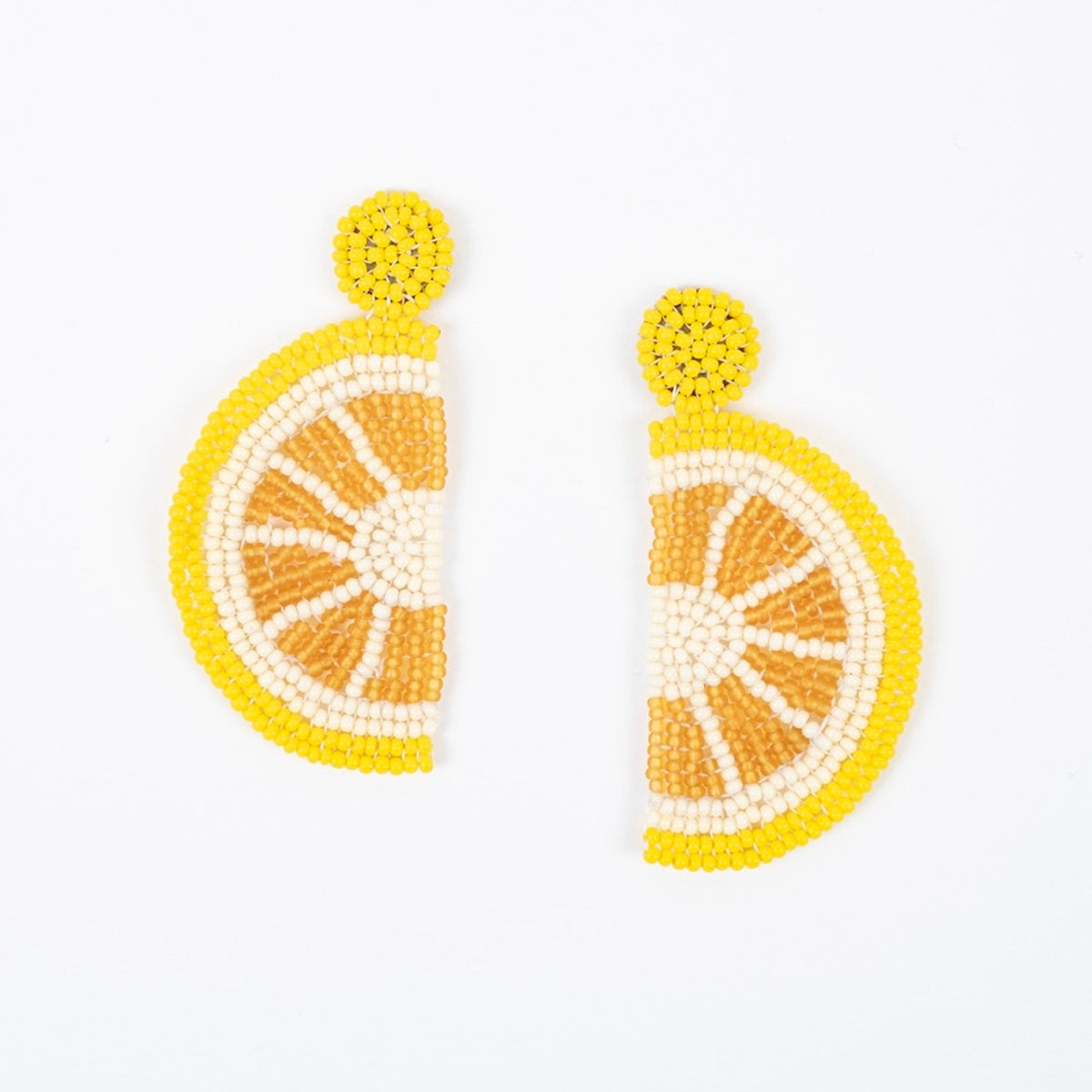 Beaded Lemon Slice Earrings