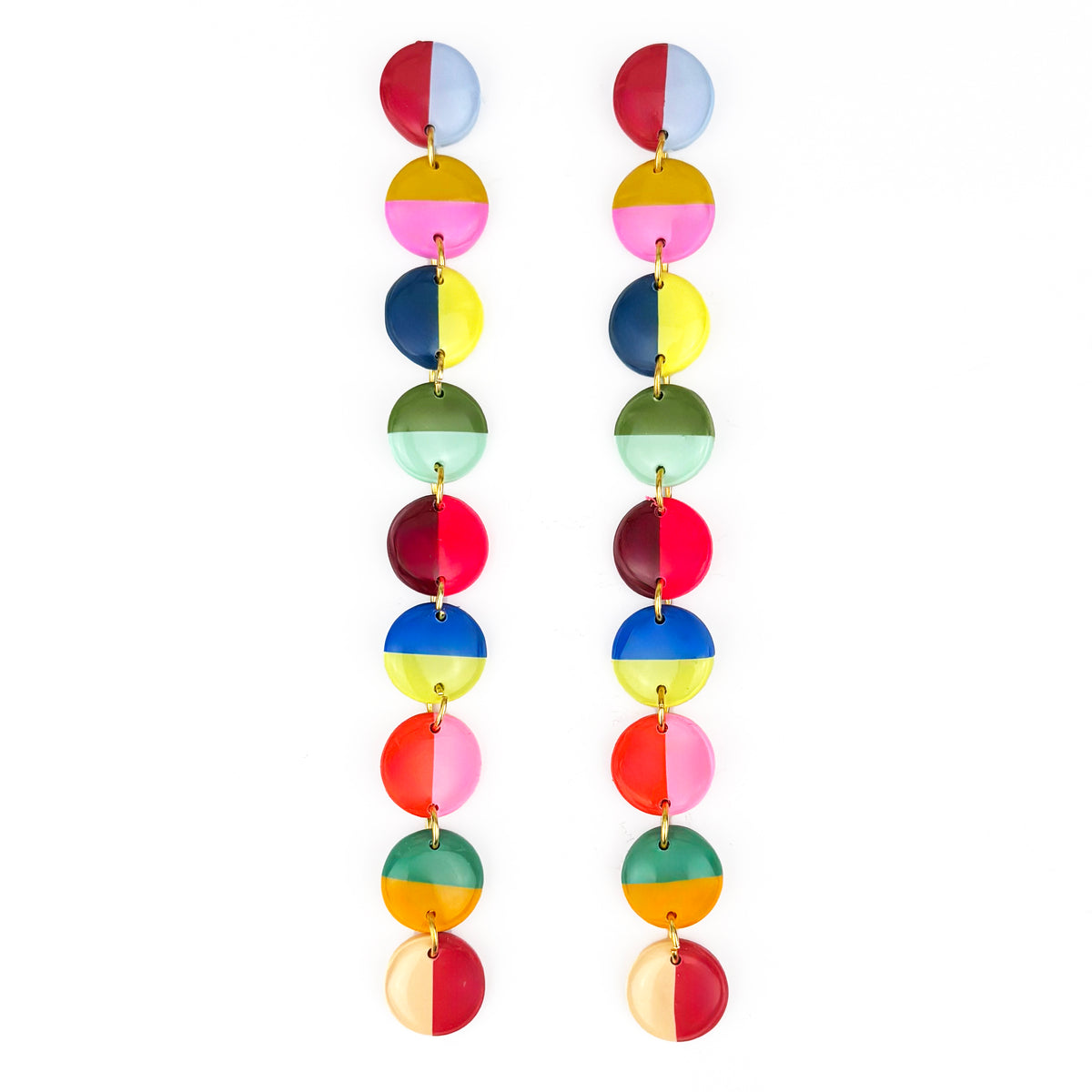 Long Circle color Block Earrings