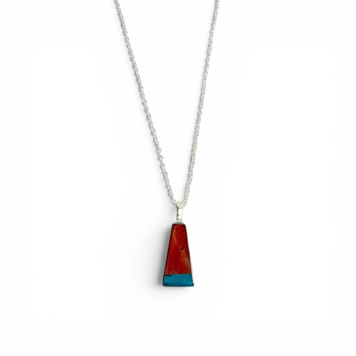 Jimmy Poyer Multi Stone Inlay Pendant Necklace