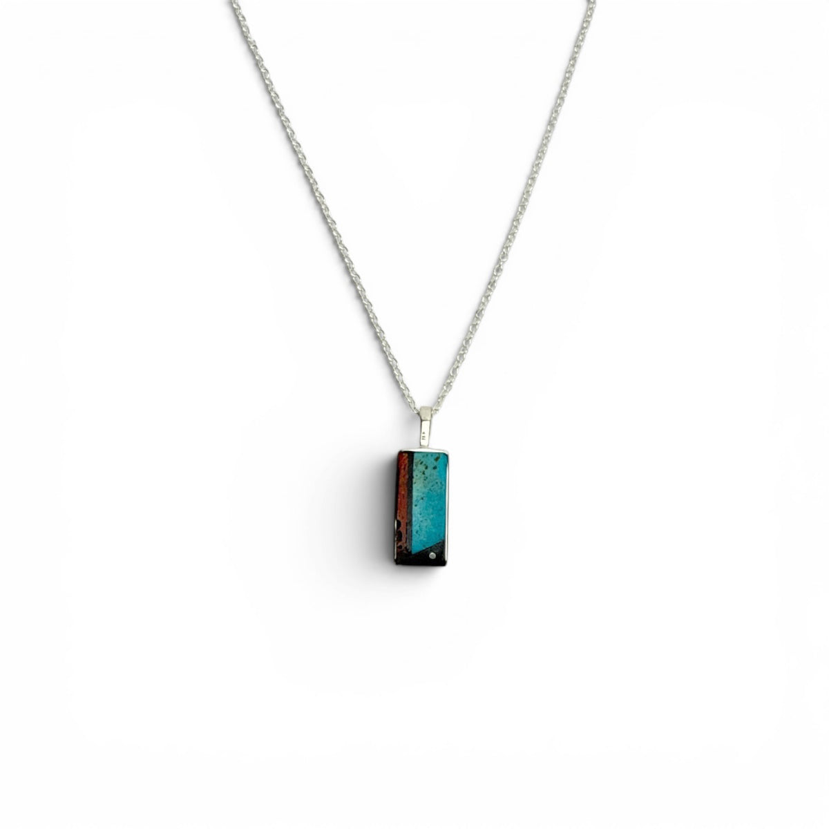 Jimmy Poyer Multi Stone Inlay Pendant Necklace