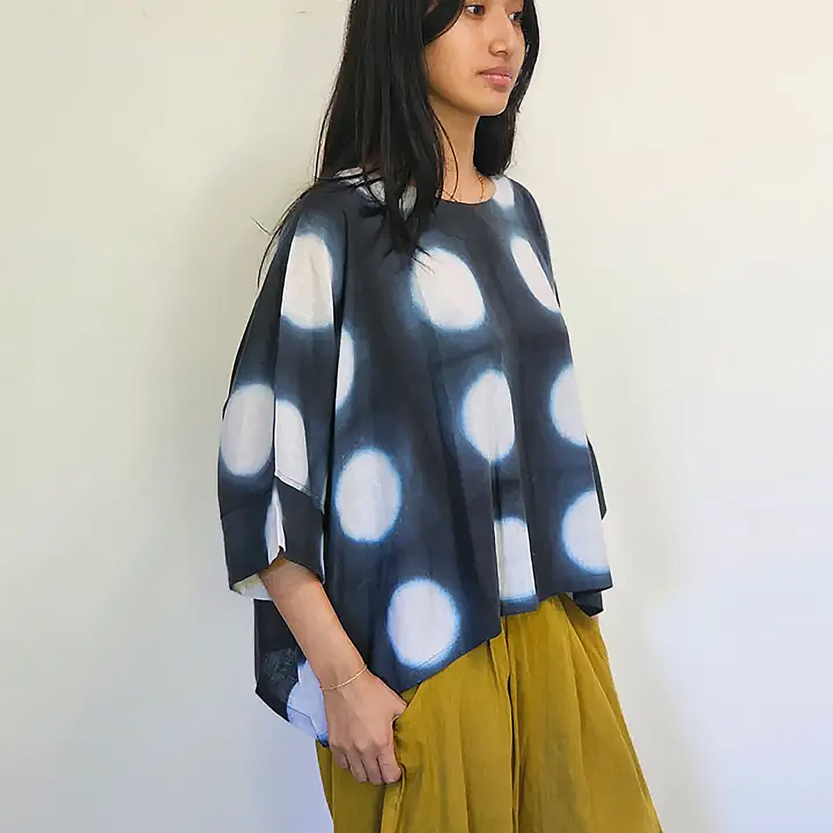 YAZA Yuki Dolman Blouse with Shibori Dots