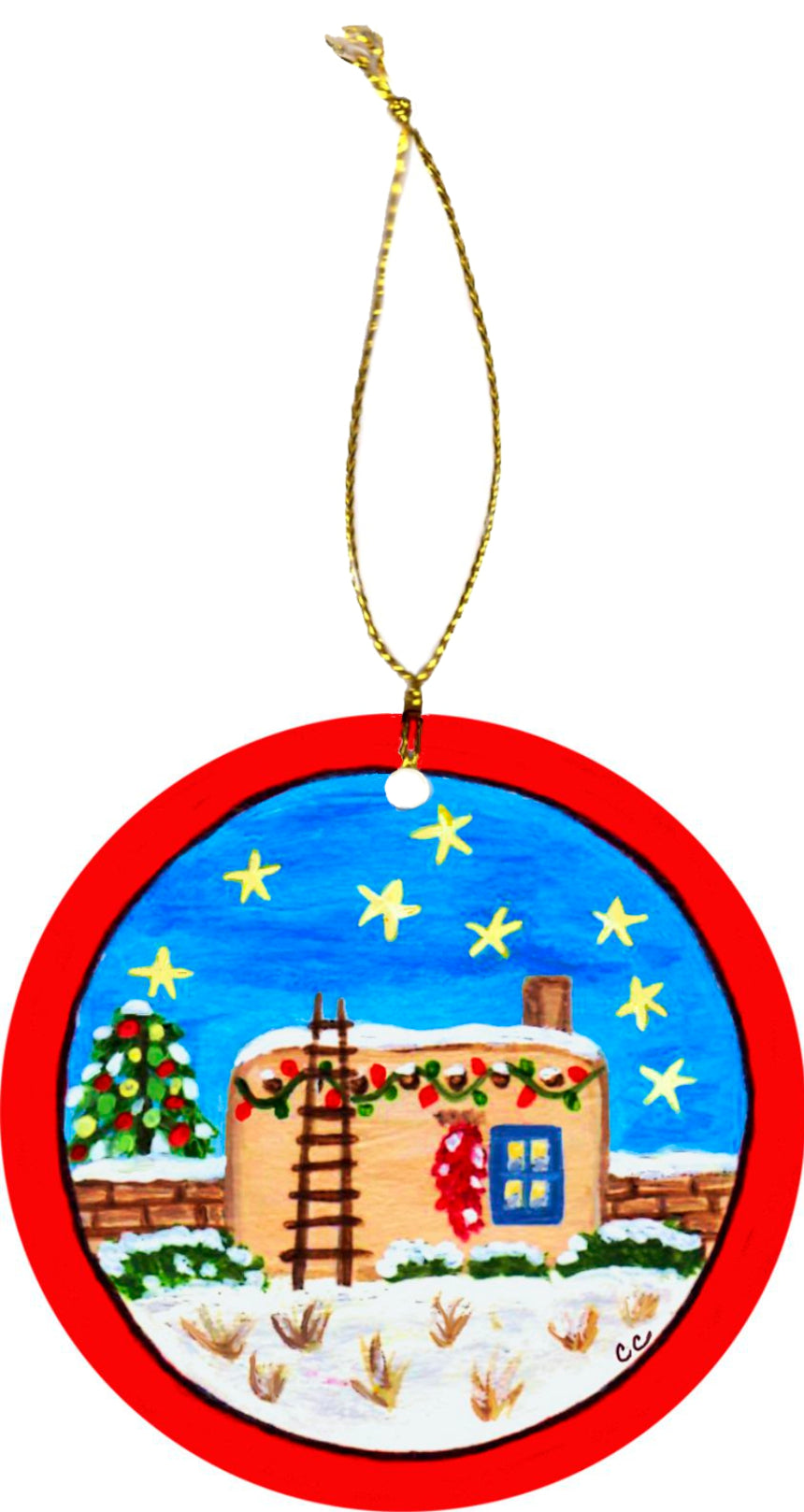 Adobe House and Ladder Ornament