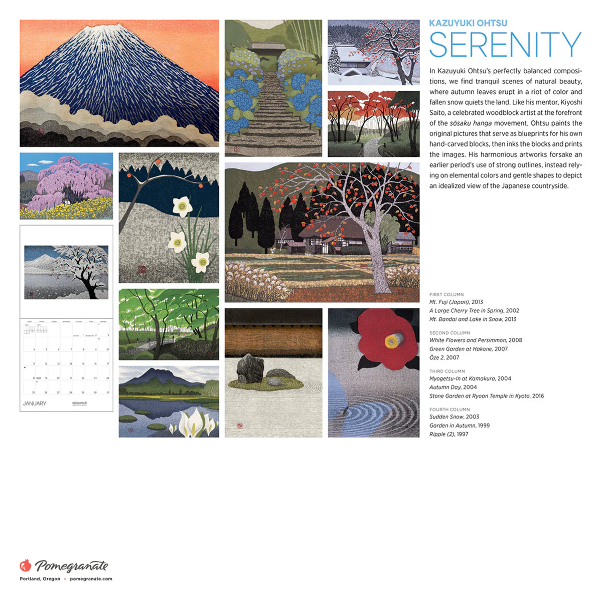 Serenity: Kazuyuki Ohtsu 2026 Wall Calendar