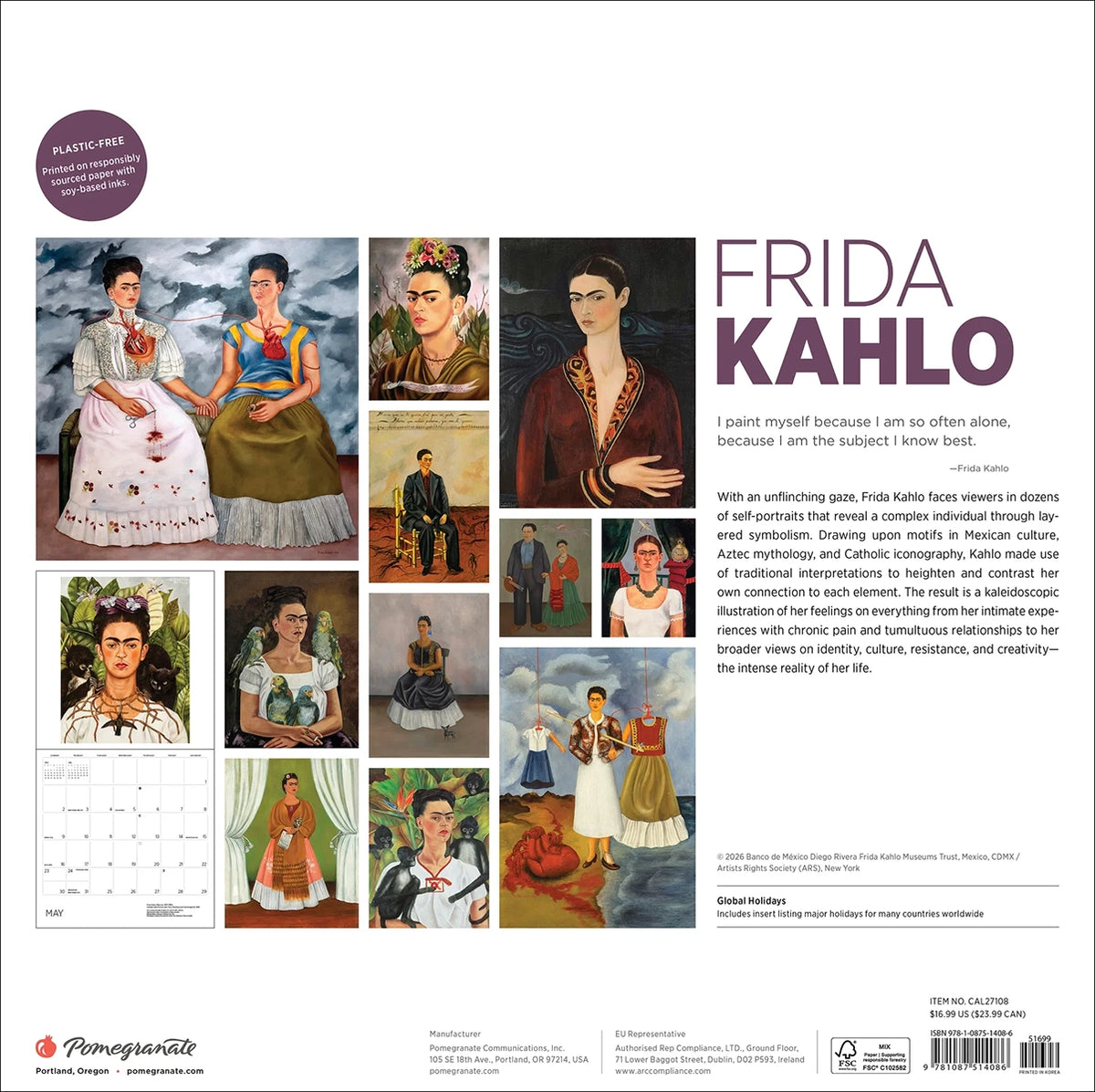 2027 Frida Kahlo Wall Calendar