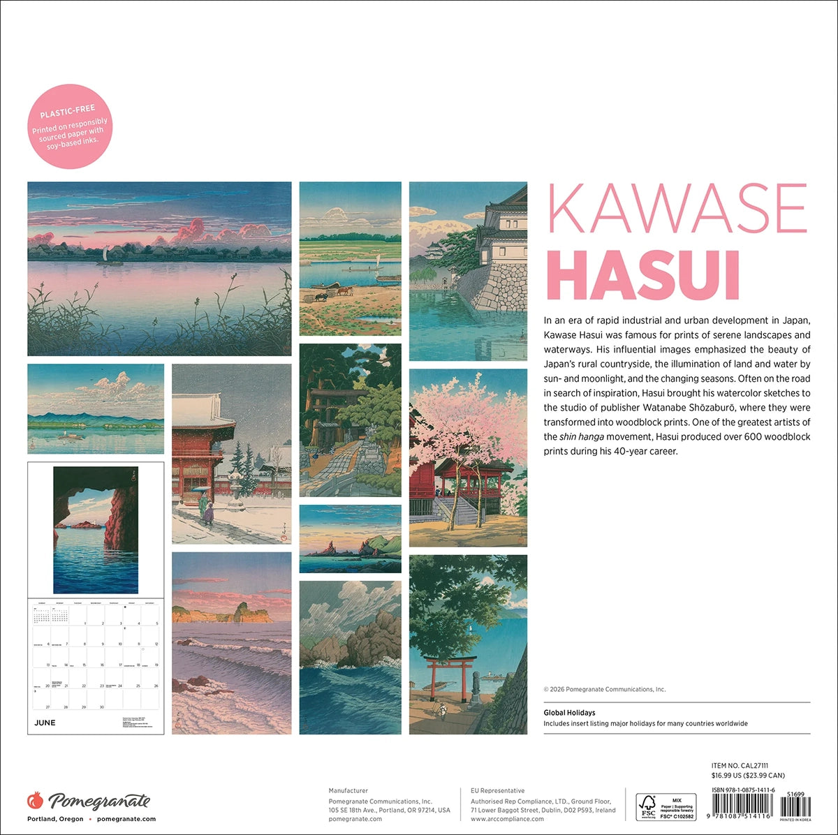 2027 Kawase Hasui Wall Calendar