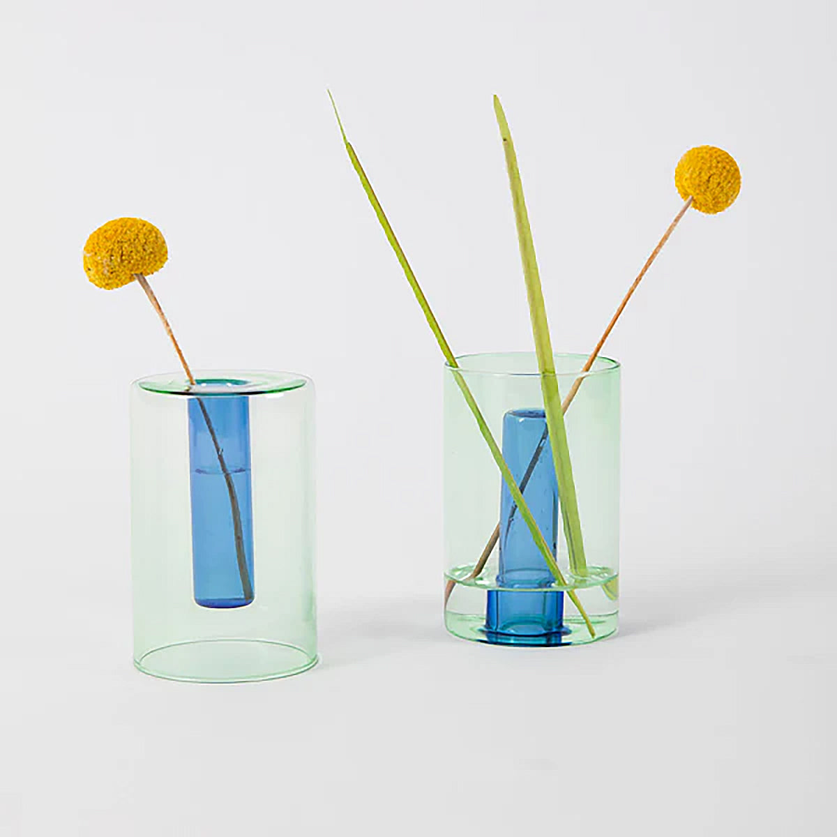 Block Design Small Reversable Glass Vase