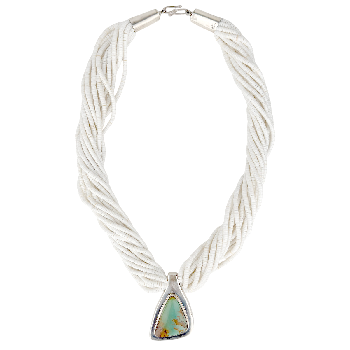 Ralph Sena White China Clam with Kingman Turquoise Necklace