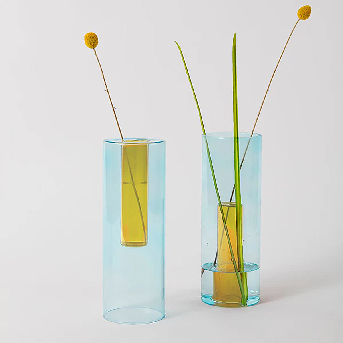 Block Design Large Reversable Glass Vase