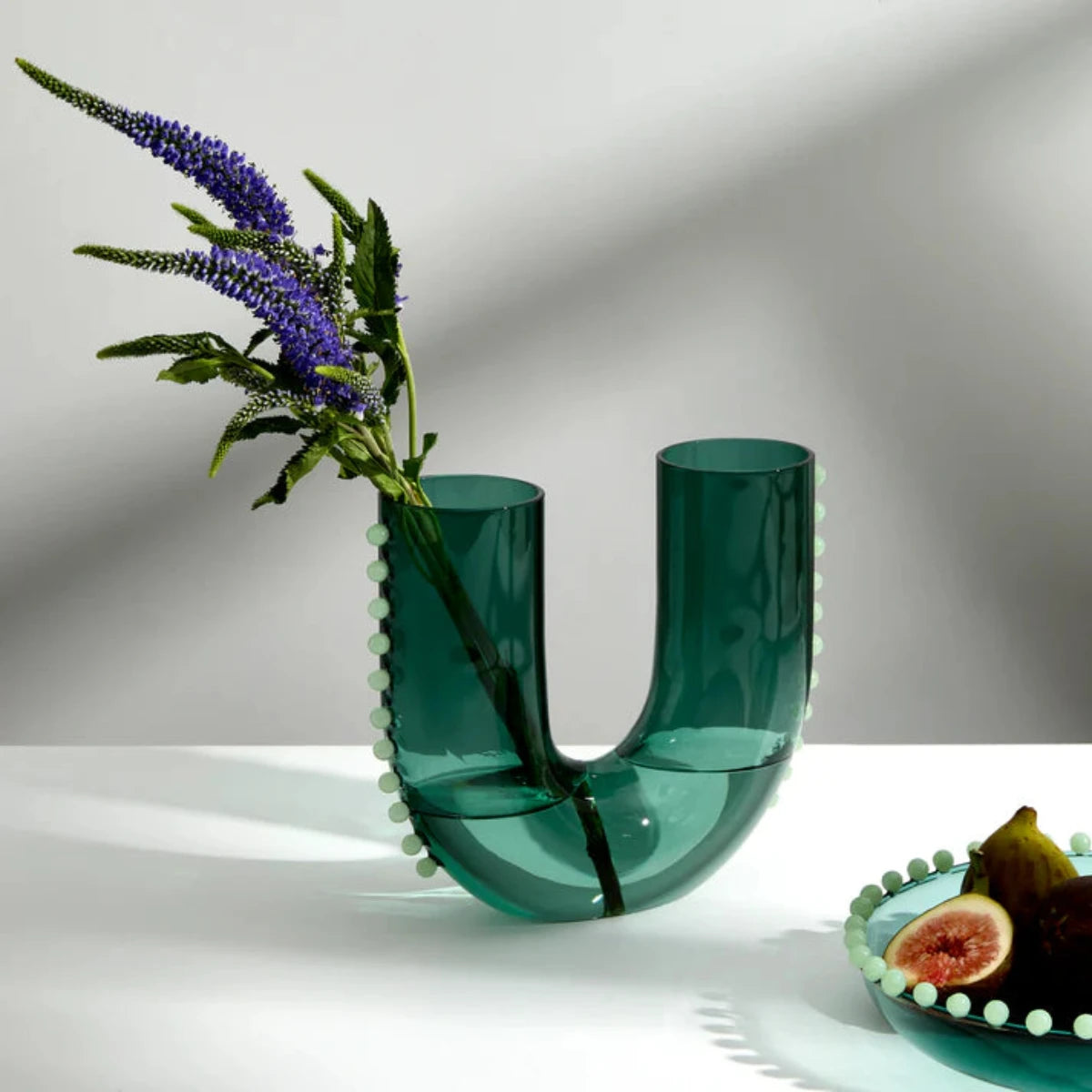 Teal + Jade Pearl U Vase