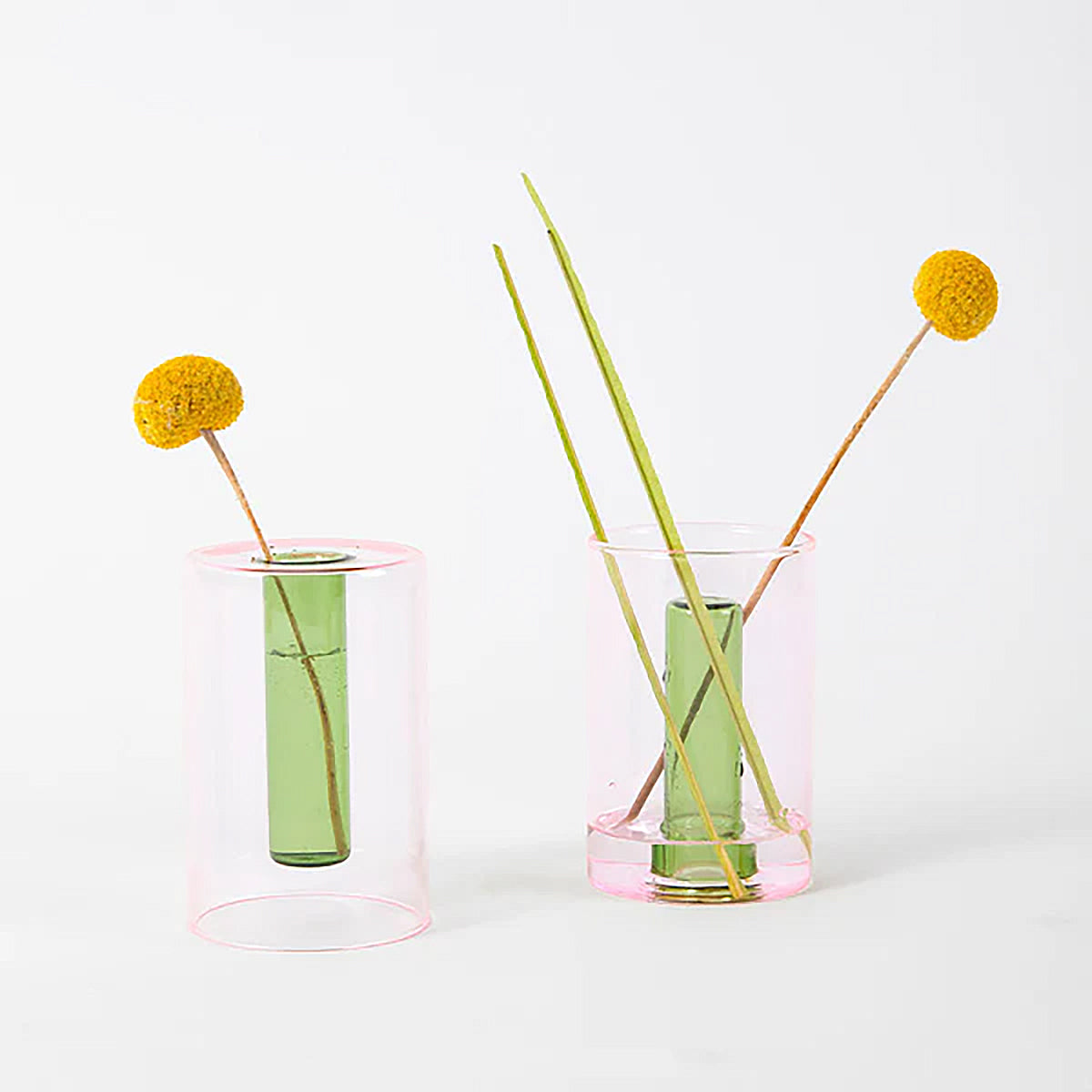 Block Design Small Reversable Glass Vase