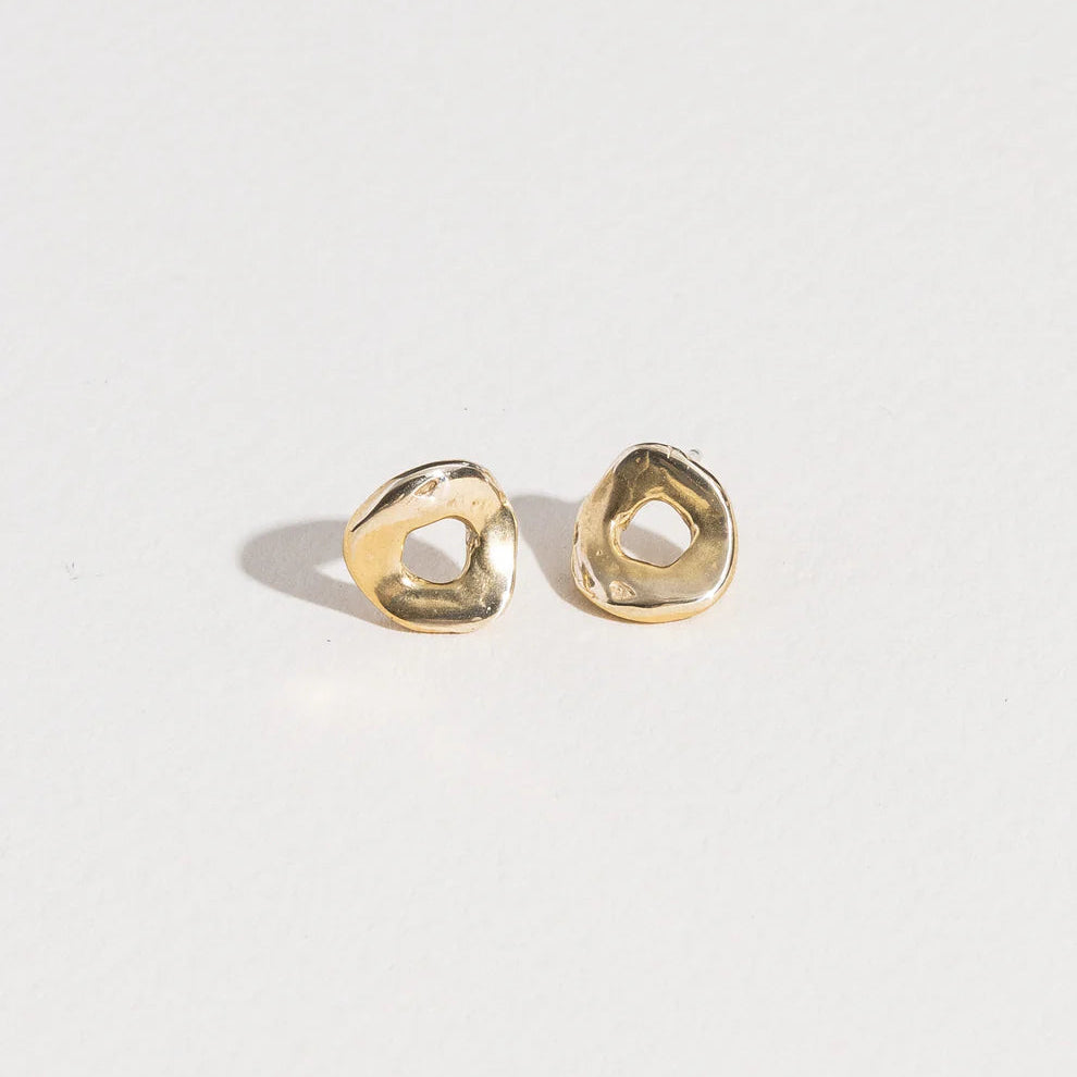 Salt Grass Halo Bender Gold Vermeil Studs