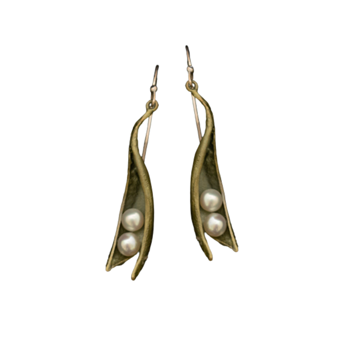 Pea Pod Two Pearl Drop Earring